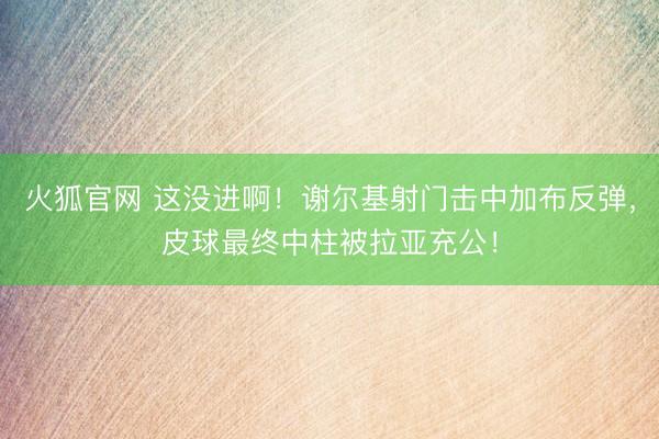 火狐官网 这没进啊！谢尔基射门击中加布反弹，皮球最终中柱被拉亚充公！