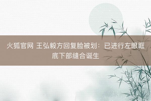 火狐官网 王弘毅方回复脸被划：已进行左眼眶底下部缝合诞生