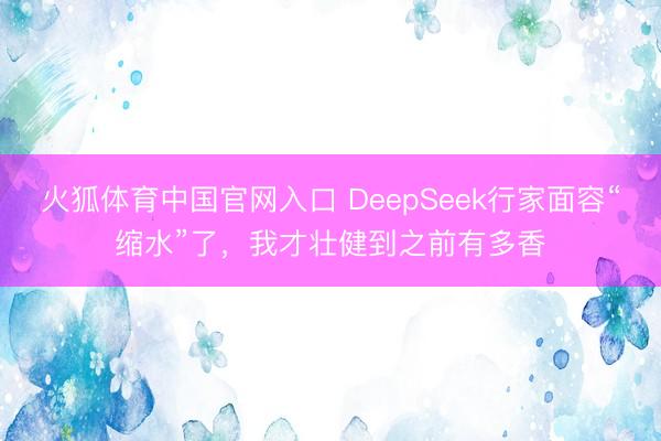火狐体育中国官网入口 DeepSeek行家面容“缩水”了，我才壮健到之前有多香